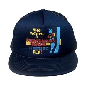 Vintage Navy Blue Fisherman's Mesh Trucker SnapBack Hat OSFA